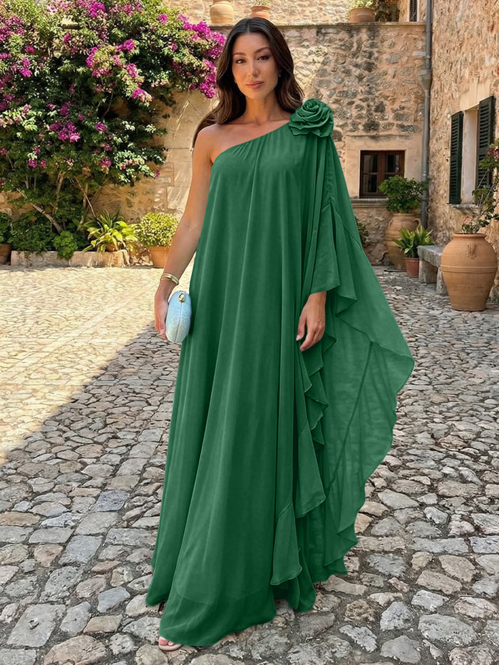 Chiffon Sheath One Shoulder Ruffles Formal Tent/ Trapeze Dresses