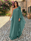 Chiffon Sheath One Shoulder Ruffles Formal Dresses