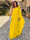 Chiffon Sheath One Shoulder Ruffles Formal Dresses