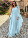 Chiffon Sheath One Shoulder Ruffles Formal Dresses