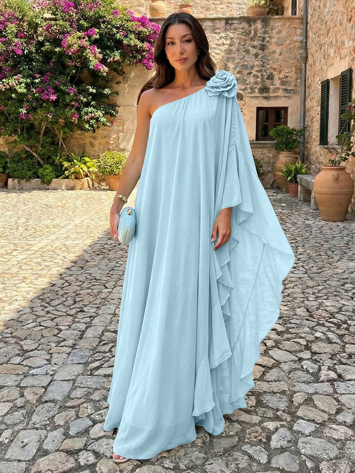 Chiffon Sheath One Shoulder Ruffles Formal Tent/ Trapeze Dresses