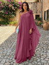 Chiffon Sheath One Shoulder Ruffles Formal Dresses