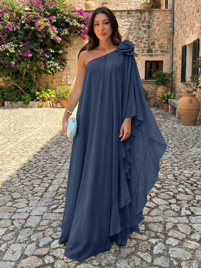 Chiffon Sheath One Shoulder Ruffles Formal Tent/ Trapeze Dresses
