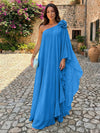 Chiffon Sheath One Shoulder Ruffles Formal Dresses