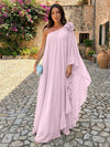 Chiffon Sheath One Shoulder Ruffles Formal Dresses