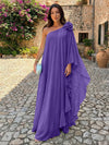Chiffon Sheath One Shoulder Ruffles Formal Dresses