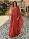 Chiffon Sheath One Shoulder Ruffles Formal Dresses