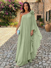 Chiffon Sheath One Shoulder Ruffles Formal Dresses