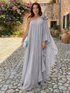 Chiffon Sheath One Shoulder Ruffles Formal Dresses