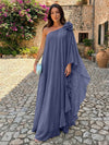 Chiffon Sheath One Shoulder Ruffles Formal Dresses