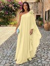 Chiffon Sheath One Shoulder Ruffles Formal Dresses
