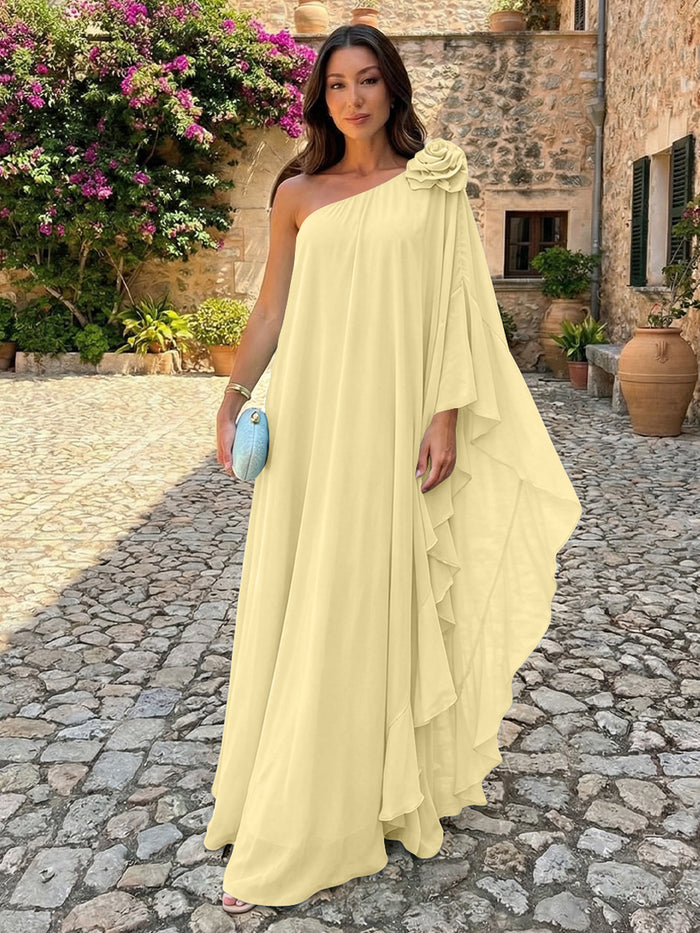 Chiffon Sheath One Shoulder Ruffles Formal Tent/ Trapeze Dresses