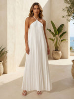 Chiffon Sheath Halter Pleated Formal Dresses