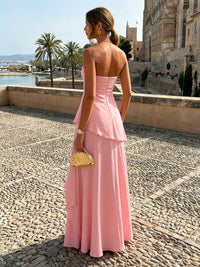 Chiffon Mermaid Sweetheart Tiered Formal Dresses