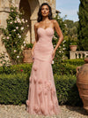 Tulle Mermaid Sweetheart 3D Flowers Formal Dresses