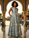 Jacquard A-Line One Shoulder Floral Formal Dresses