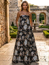 Jacquard A-Line Strapless Floral Formal Tent/ Trapeze /Tube Dresses
