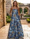 Jacquard A-Line Strapless Floral Formal Tent/ Trapeze /Tube Dresses
