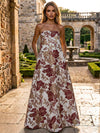 Jacquard A-Line Strapless Floral Formal Tent/ Trapeze /Tube Dresses
