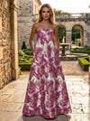 Jacquard A-Line Strapless Floral Formal Dresses