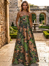 Jacquard A-Line Strapless Floral Formal Tent/ Trapeze /Tube Dresses