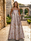 Jacquard A-Line Strapless Floral Formal Dresses