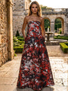 Jacquard A-Line Strapless Floral Formal Tent/ Trapeze /Tube Dresses