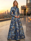 Jacquard A-Line High Neck Floral Formal Tent/ Trapeze Dresses