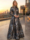Jacquard A-Line High Neck Floral Formal Tent/ Trapeze Dresses