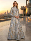 Jacquard A-Line High Neck Floral Formal Dresses