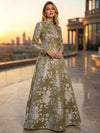 Jacquard A-Line High Neck Floral Formal Tent/ Trapeze Dresses