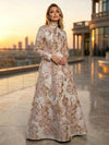 Jacquard A-Line High Neck Floral Formal Dresses