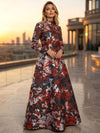 Jacquard A-Line High Neck Floral Formal Tent/ Trapeze Dresses