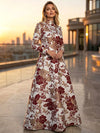 Jacquard A-Line High Neck Floral Formal Tent/ Trapeze Dresses