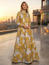 Jacquard A-Line High Neck Floral Formal Dresses