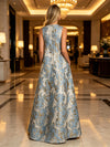 Jacquard A-Line Crew Neck Floral Formal Dresses