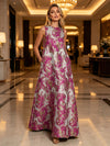 Jacquard A-Line Crew Neck Floral Formal Dresses