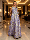 Jacquard A-Line Crew Neck Floral Formal Dresses