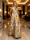 Jacquard A-Line Crew Neck Floral Formal Dresses