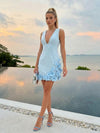 Satin Bodycon V Neck 3D Flowers Formal Dresses