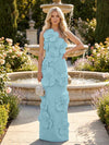 Jersey Sheath One Shoulder 3D Flowers Formal Dresses
