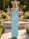 Jersey Sheath One Shoulder 3D Flowers Formal Dresses