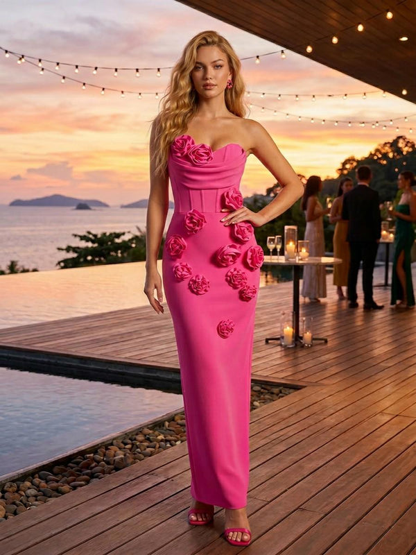 Jersey Bodycon Sweetheart 3D Flowers Formal Dresses