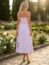 Jersey A-Line Square Neck 3D Flowers Formal Dresses