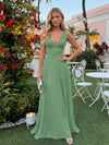Chiffon V Neck Lace Appliques A Line Formal Dresses