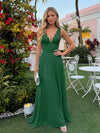 Chiffon V Neck Lace Appliques A Line Formal Dresses
