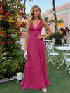 Chiffon V Neck Lace Appliques A Line Formal Dresses