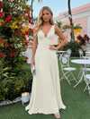 Chiffon V Neck Lace Appliques A Line Formal Dresses