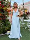 Chiffon V Neck Lace Appliques A Line Formal Dresses