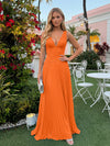 Chiffon V Neck Lace Appliques A Line Formal Dresses